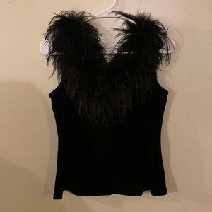 Black Feather and Velvet Top